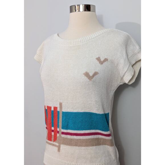 Koret Petites 80s Beach Short Sleeved Sweater - Picture 5 of 6